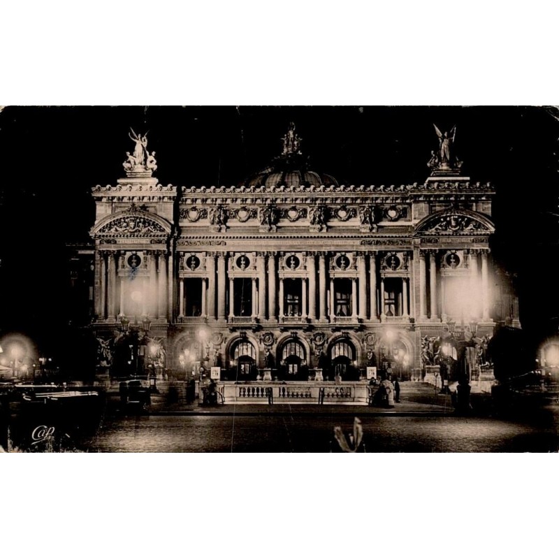 CPSM Paris Opéra Garnier illuminé de nuit en 1951