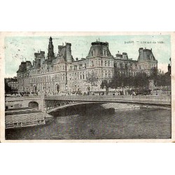 CPA Paris Hôtel de Ville et pont d’Arcole sur la Seine en 1906