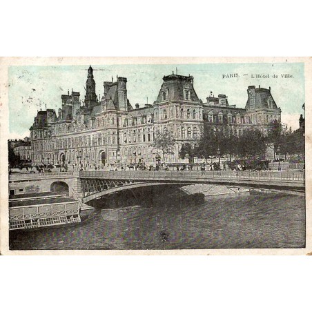 CPA Paris Hôtel de Ville et pont d’Arcole sur la Seine en 1906
