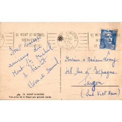 Carte postale ancienne Mont-Saint-Michel – Vue depuis la digue marée CPA