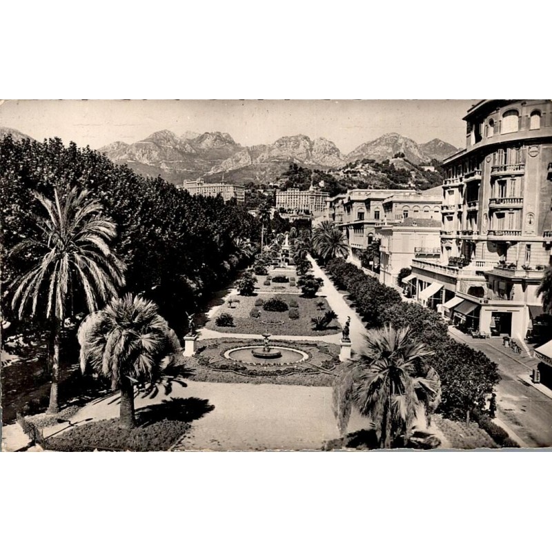 CPSM Menton jardin public palmiers et montagnes Alpes-Maritimes