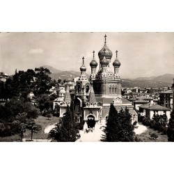 CPM Nice église russe Saint-Nicolas, cathédrale orthodoxe aux bulbes, Alpes-Maritimes