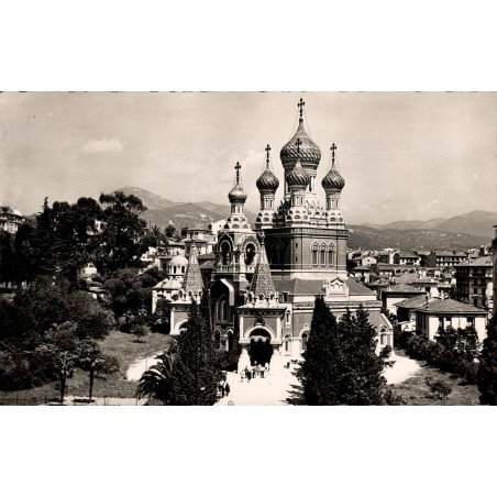 CPM Nice église russe Saint-Nicolas, cathédrale orthodoxe aux bulbes, Alpes-Maritimes
