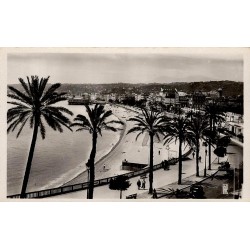 CPSM Nice quai des États-Unis avec palmiers, plage et front de mer des Alpes-Maritimes