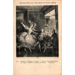 CPA Moreau le Jeune La Loge à l’Opéra, gravure de Patas, scène du XVIIIe siècle