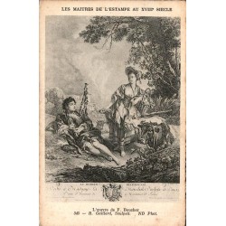 CPA François Boucher Le Berger récompensé, gravure de R. Gaillard, scène pastorale XVIIIe siècle