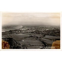 CPSM Vienne, panorama urbain et Danube vu depuis la Höhenstraße en Autriche