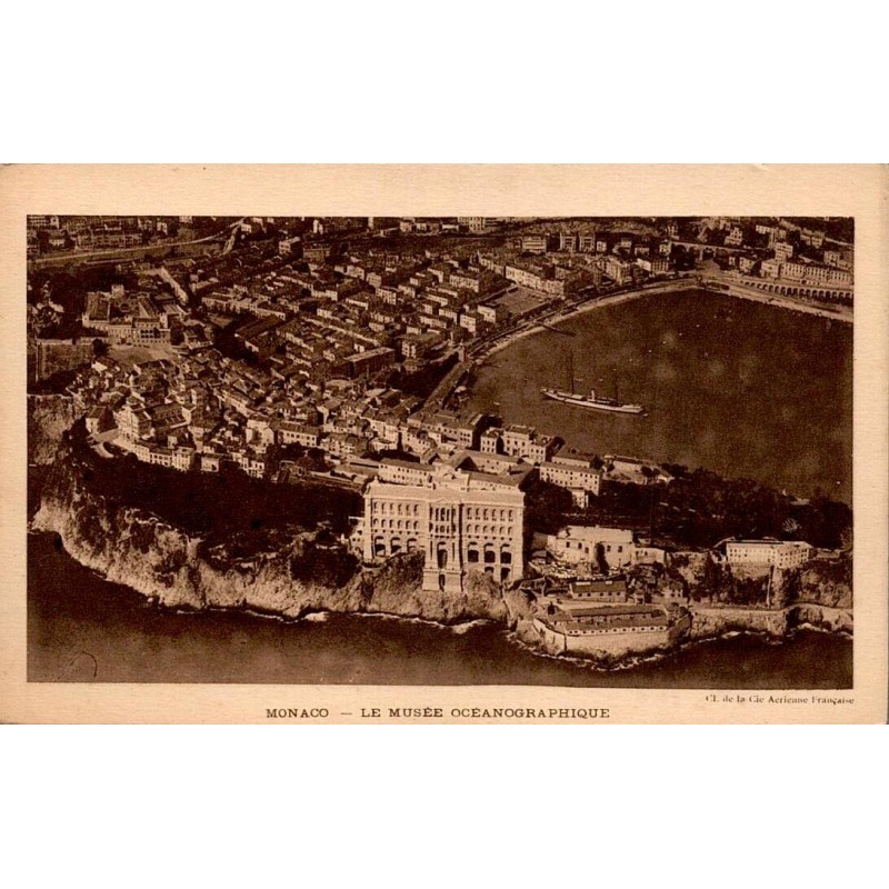 CPA Monaco vue aerienne Musee oceanographique le Rocher Cie Aerienne Francaise