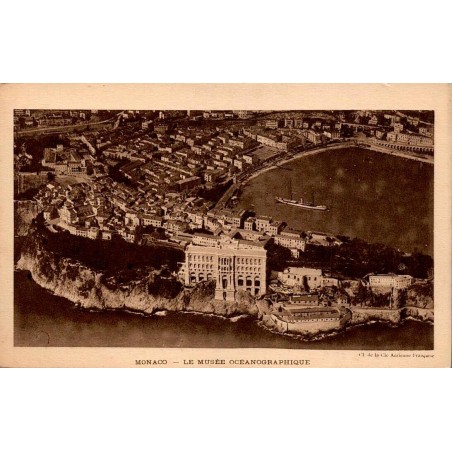 CPA Monaco vue aerienne Musee oceanographique le Rocher Cie Aerienne Francaise