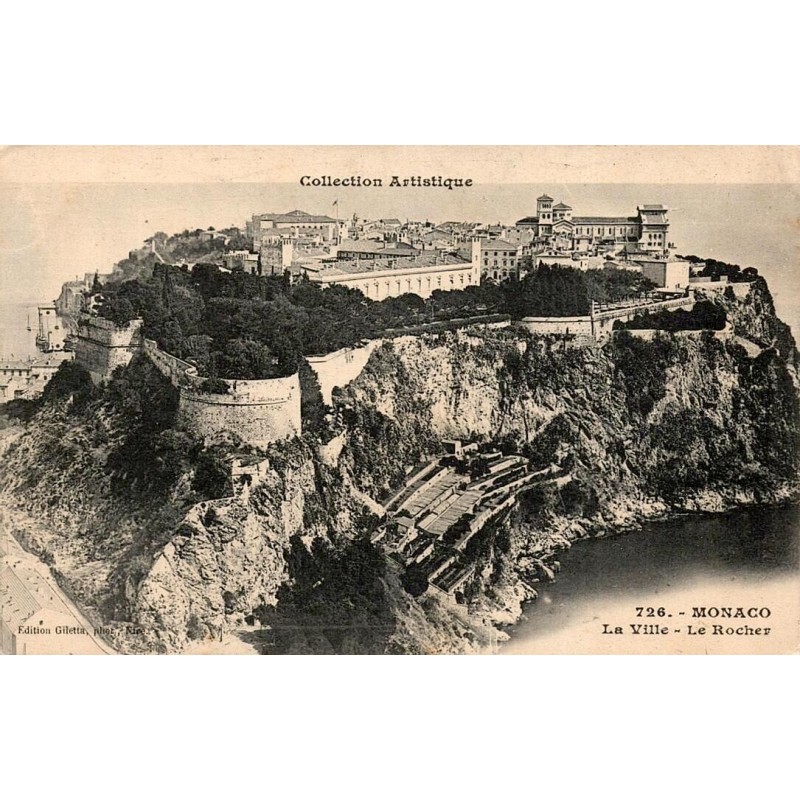 CPA Monaco la ville le Rocher remparts et fortifications photo Giletta Freres Nice