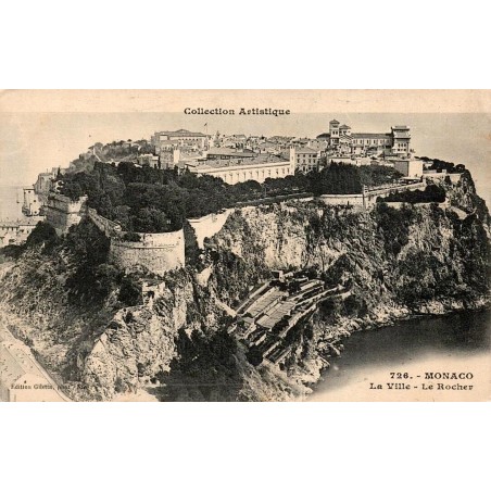 CPA Monaco la ville le Rocher remparts et fortifications photo Giletta Freres Nice