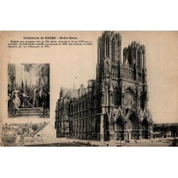 Carte postale ancienne de l’Église Saint-Thomas en ruines à Reims, prise depuis l’Avenue de Laon