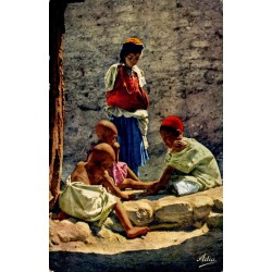 CPSM Afrique du Nord enfants arabes jouant photochromie ADIA Nice 8137