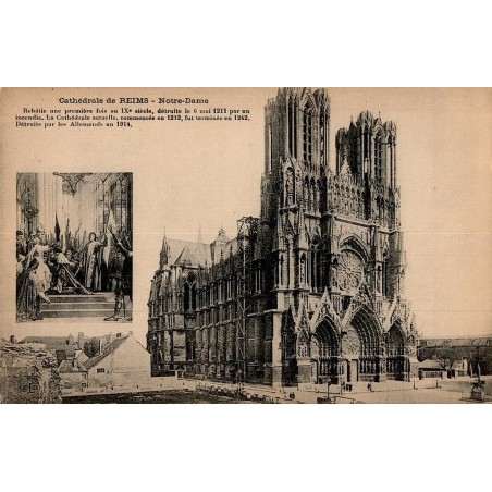Carte postale ancienne de l’Église Saint-Thomas  à Reims, prise depuis l’Avenue de Laon