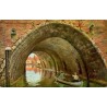 CPA publicitaire belge Amidon Vermeire Hamme, barque sous un pont sur un canal