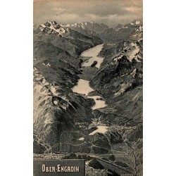CPA Ober-Engadin, panorama cartographique des lacs de Sils, Silvaplana et Saint-Moritz