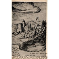 CPA Domfront Orne, épisode historique de la pendaison de Jean Barbotte en 1574