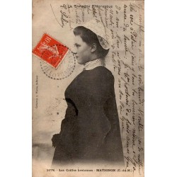 CPA Matignon Côtes-d’Armor, portrait de jeune femme en coiffe bretonne, carte circulée