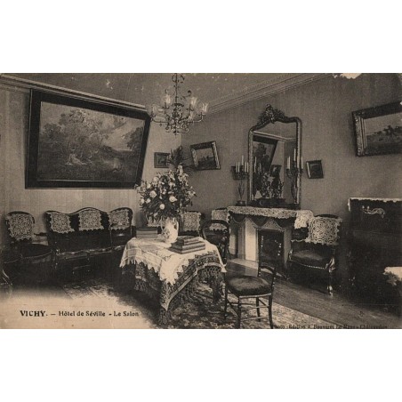 Carte postale ancienne – Salon de l’Hôtel de Séville – Vichy (Allier)
