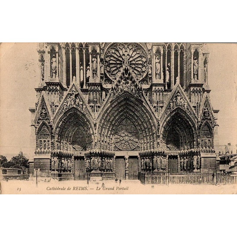 Carte postale ancienne du Grand Portail de la Cathédrale de Reims