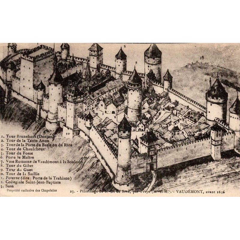 CPA Vaudémont avant 1636, reconstitution de la cité fortifiée et de ses tours, Meurthe-et-Moselle