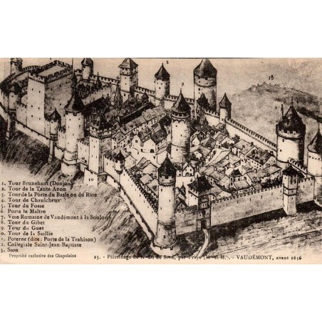 CPA Vaudémont avant 1636, reconstitution de la cité fortifiée et de ses tours, Meurthe-et-Moselle