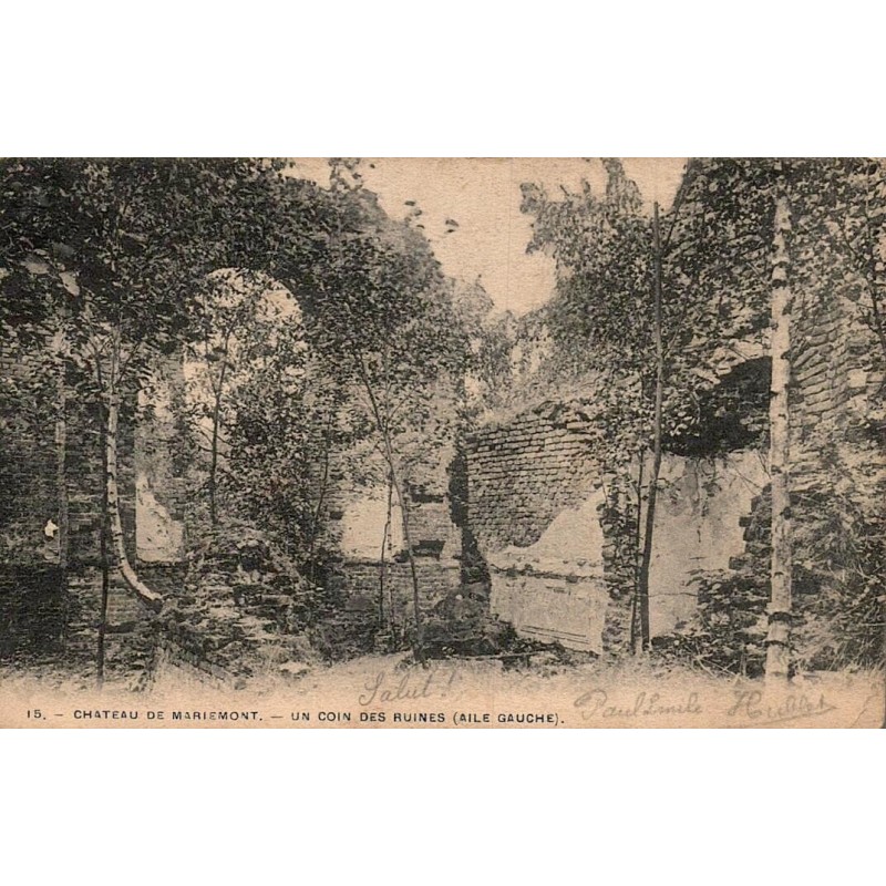 CPA château de Mariemont à Morlanwelz, ruines de l'aile gauche, Belgique, circulée en 1906