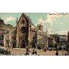 CPA Paris église Saint-Laurent avec tramway et passants, vue colorisée ancienne du 10e arrondissement