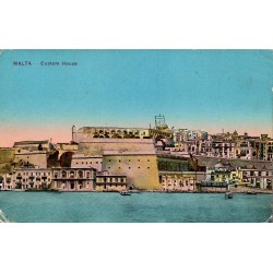 CPA Malte La Valette Custom House et Grand Harbour, correspondance militaire française datée de 1915