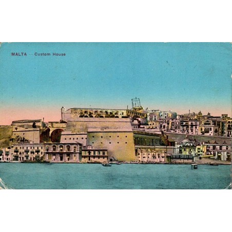 CPA Malte La Valette Custom House et Grand Harbour, correspondance militaire française datée de 1915