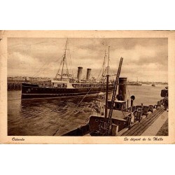 CPSM Ostende départ de la Malle avec paquebot et navire dans le port belge, circulée en 1922