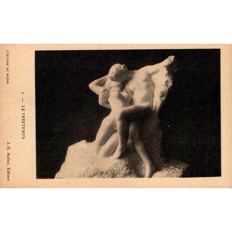 CPA Le Printemps œuvre de Rodin, sculpture représentant un couple enlacé, édition J.-E. Bulloz Paris