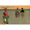 CPA humoristique personnages pantalons rapiécés illustration ancienne 1928