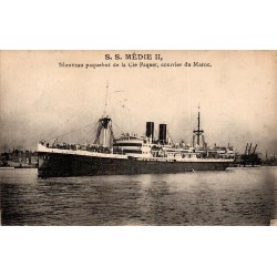 CPA S.S. Médie II paquebot Compagnie Paquet courrier du Maroc H. Grimaud Marseille