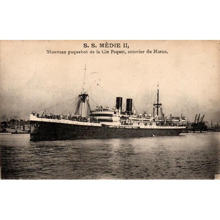 CPA S.S. Médie II paquebot Compagnie Paquet courrier du Maroc H. Grimaud Marseille
