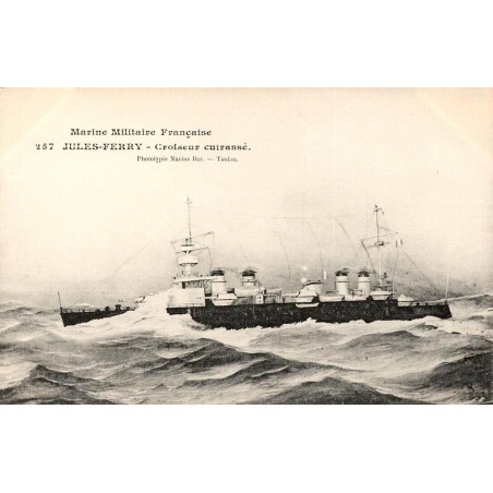 CPA Jules-Ferry croiseur cuirassé Marine française en mer Marius Bar Toulon n°257