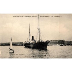 CPA Marseille paquebot Le Lou-Cettori Compagnie Générale Transatlantique dans le port