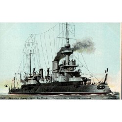 CPA Marine française Le Hoche garde-côtes cuirassé amiral, ancienne carte postale colorisée