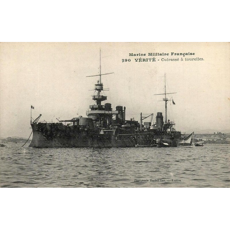 CPA cuirassé Vérité de la Marine militaire française, Phototypie Marius Bar Toulon, série 290