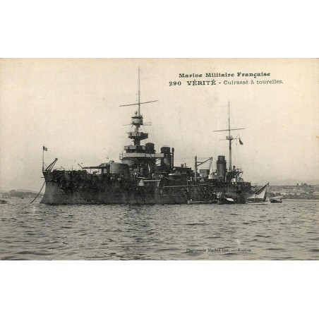 CPA cuirassé Vérité de la Marine militaire française, Phototypie Marius Bar Toulon, série 290