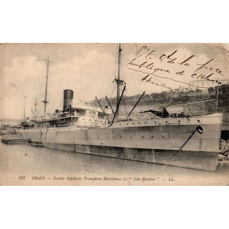 CPA Oran paquebot Sidi-Brahim Société Générale de Transports Maritimes LL n°235 vers 1920