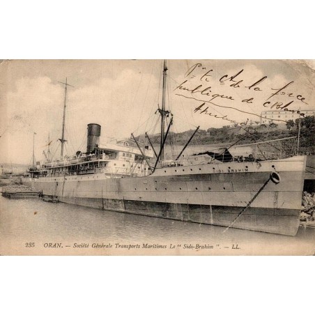 CPA Oran paquebot Sidi-Brahim Société Générale de Transports Maritimes LL n°235 vers 1920