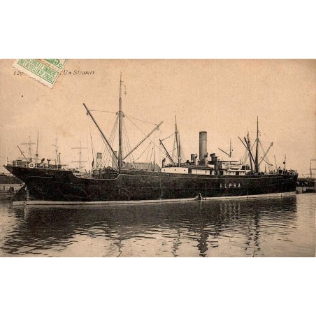 CPA Belgique steamer Alpha à quai, navire à vapeur et affranchissement belge de 1908