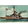CPA croiseur cuirassé Edgar Quinet Marine de guerre française, carte colorisée LL n°59