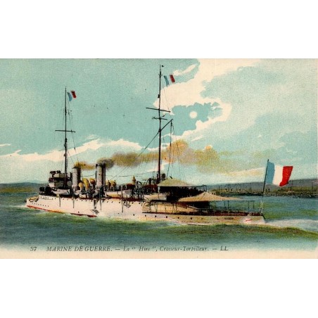CPA La Hire croiseur-torpilleur de la Marine de guerre française, carte colorisée LL n°37
