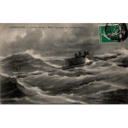 CPA Cherbourg sous-marin Rubis au large par tempête Marine française