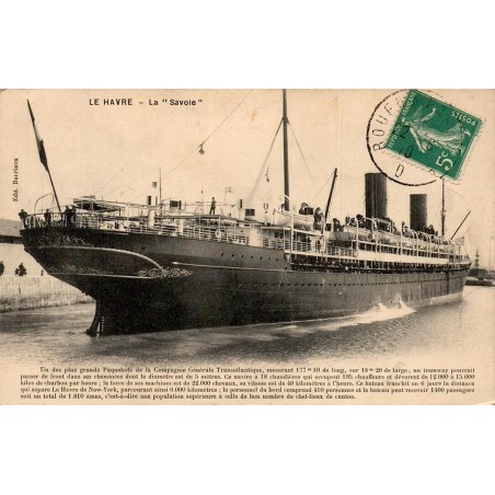 CPA Le Havre paquebot La Savoie de la Compagnie Générale Transatlantique, édition Bariaux