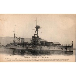 CPA cuirassé d’escadre Lorraine de la Marine française, édition J. Dol, vue de profil