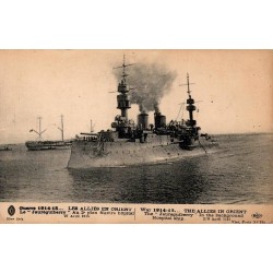 CPA 1915 cuirassé Jauréguiberry et navire-hôpital, Alliés en Orient