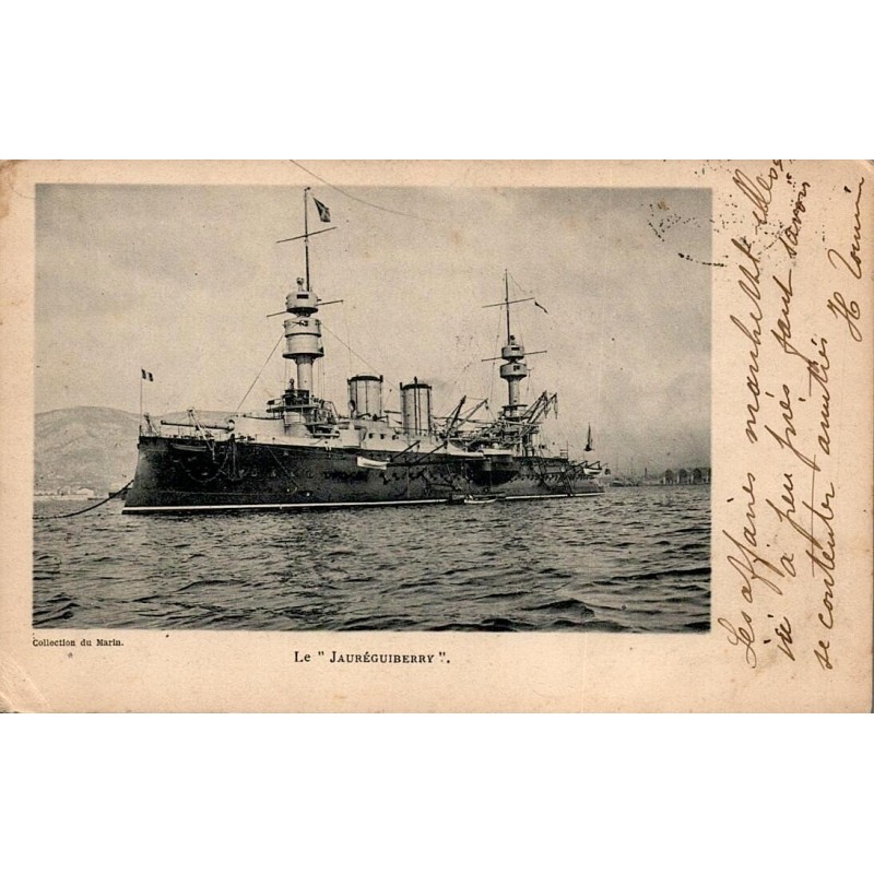 CPA Toulon cuirassé Jauréguiberry de la Marine française, Collection du Marin, circulée en 1904